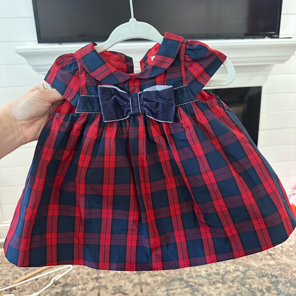 Janie and Jack Holiday Red and Blue Plaid Baby Dress